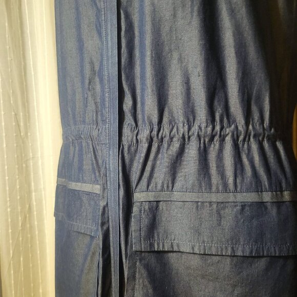 THEORY Women's Lightweight Polished Denim-Like Sleeveless Shirt Dress - Size L - Picture 2 of 11
